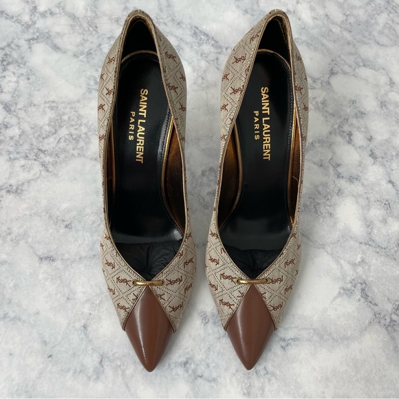 NEW RARE YSL Saint Laurent Paris Monogram Vintage Logo Pumps Blogger Heels Shoes - Picture 1 of 16
